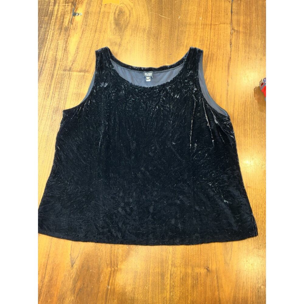 Eileen Fisher‎ Velour Velvet Tank Top Black XL